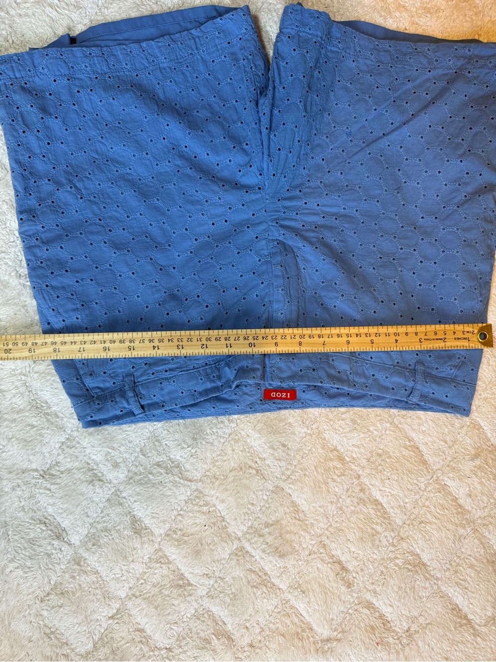 Izod Light Blue Eyelet Bermuda Shorts - Picture 6 of 9